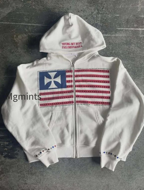 Minimalist Flag Patchwork Hoodie