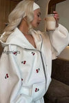 db-cherry-print-zip-up-hoodie
