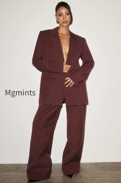 Kirsty Pants - Burgundy Pinstripe
